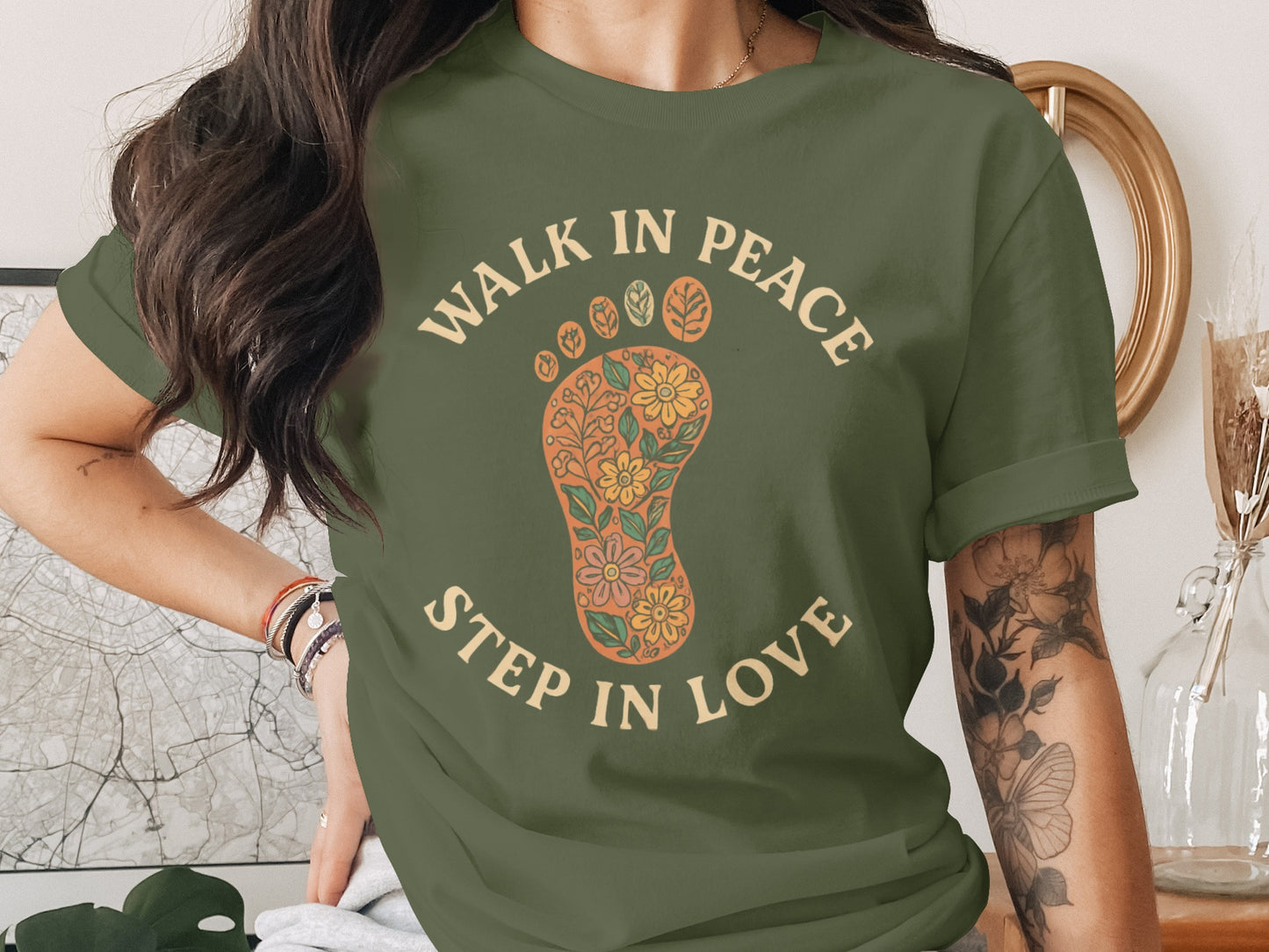 Walk In Peace Step In Love Graphic Tee product
