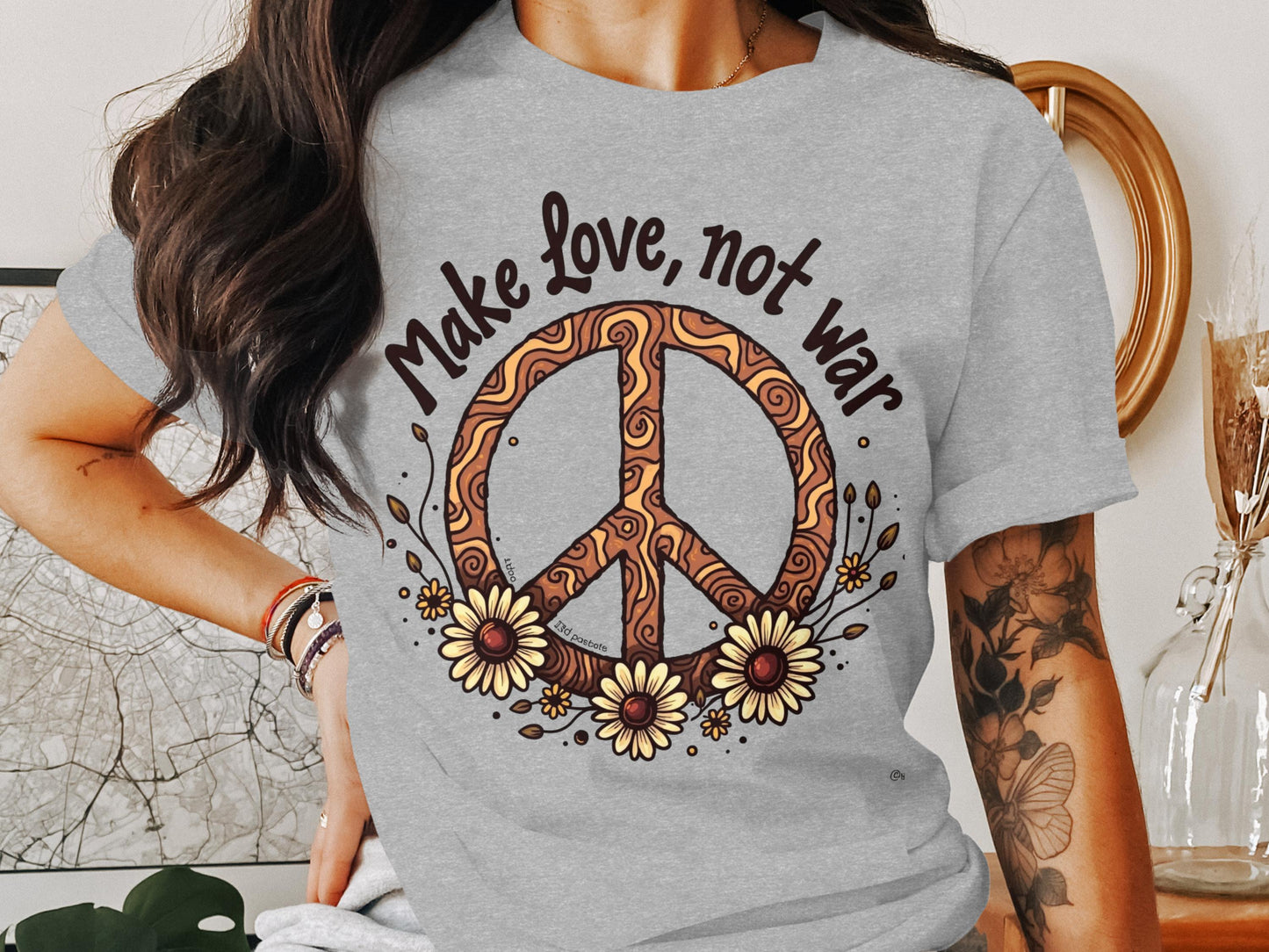 Make Love Not War Graphic Peace Sign Shirt product