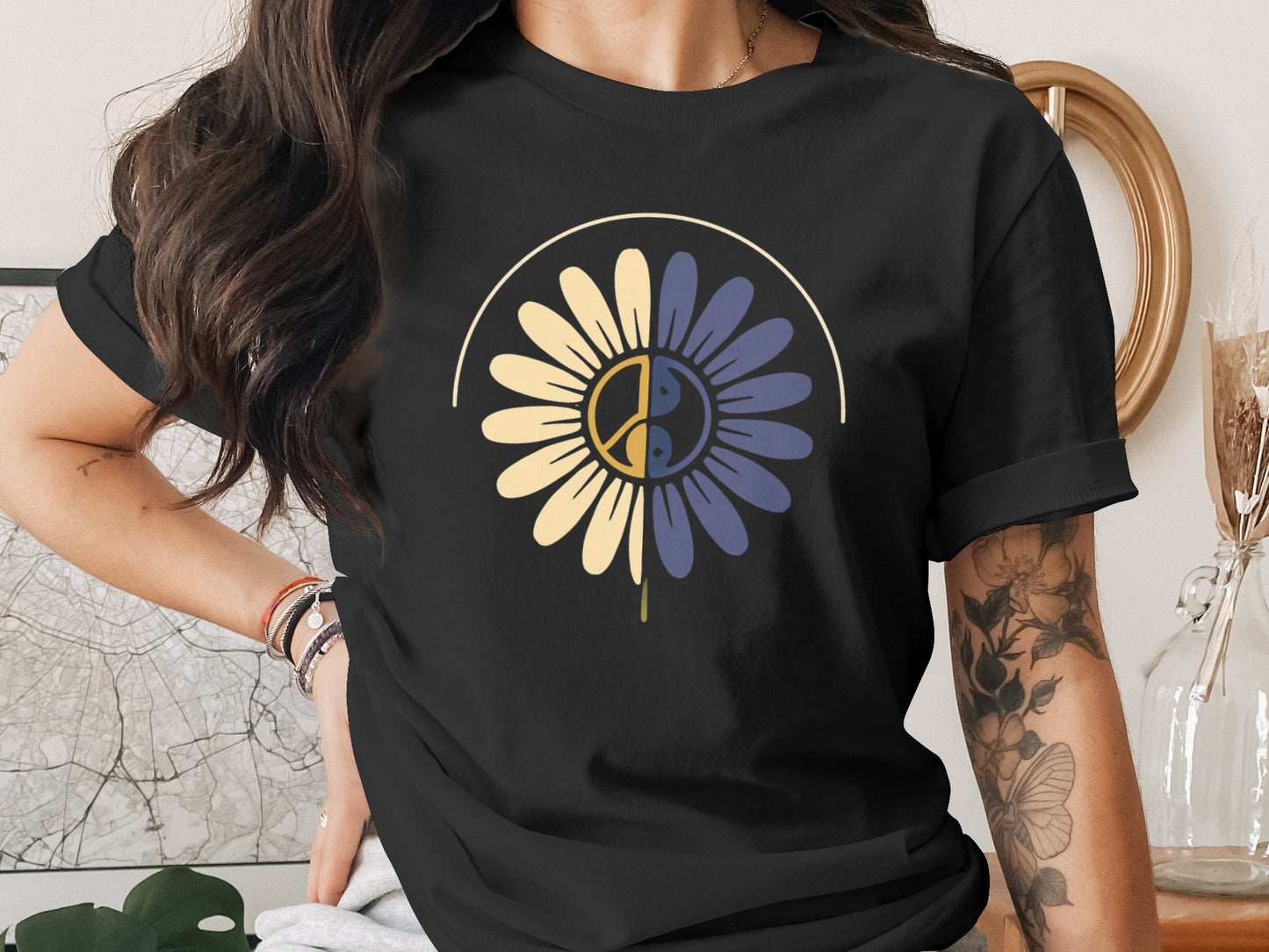 Peace Sign Sunflower Graphic Tee shirt product