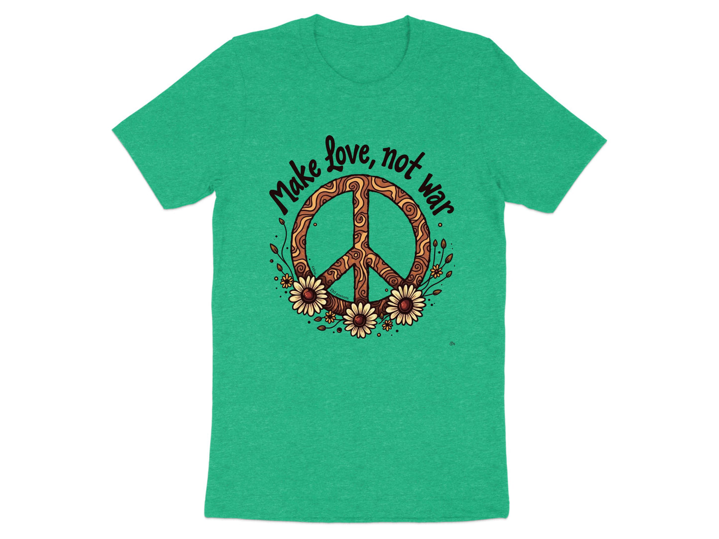 Make Love Not War Peace Sign Flowers Graphic T-shirt
