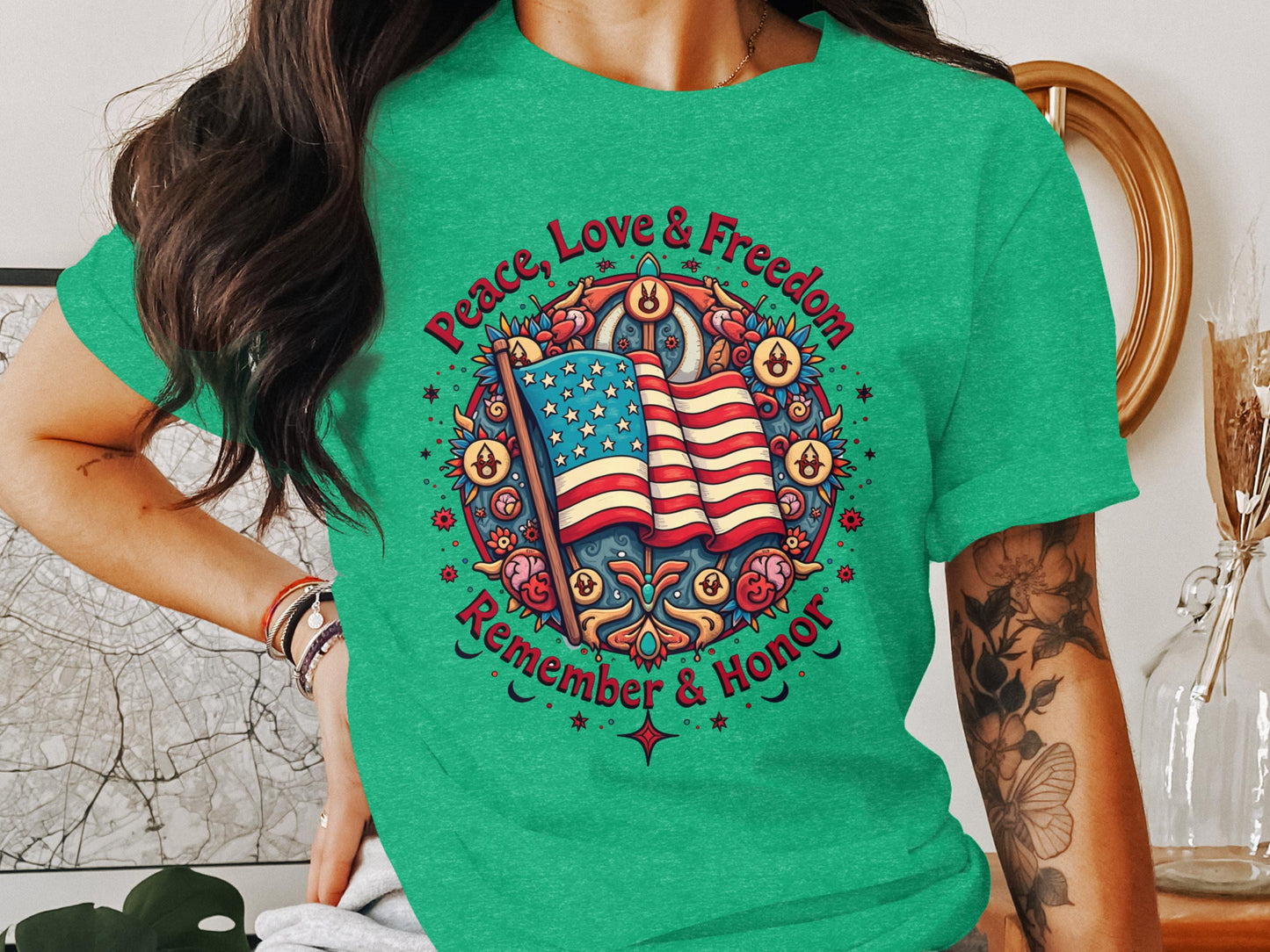 Peace Love and Freedom Remember and Honor graphic product type