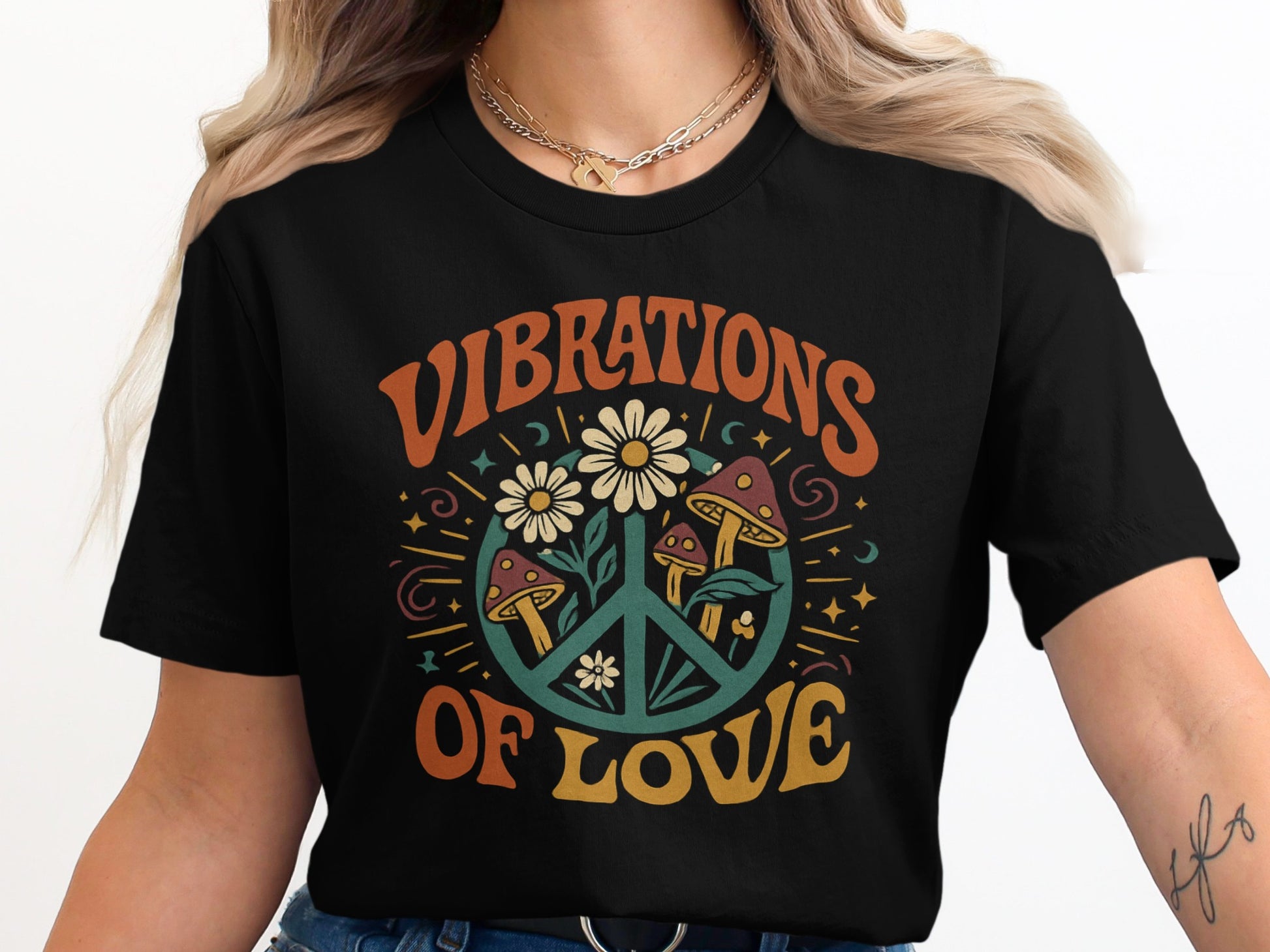 Vibrations of Love Peace Sign Floral Graphic product type