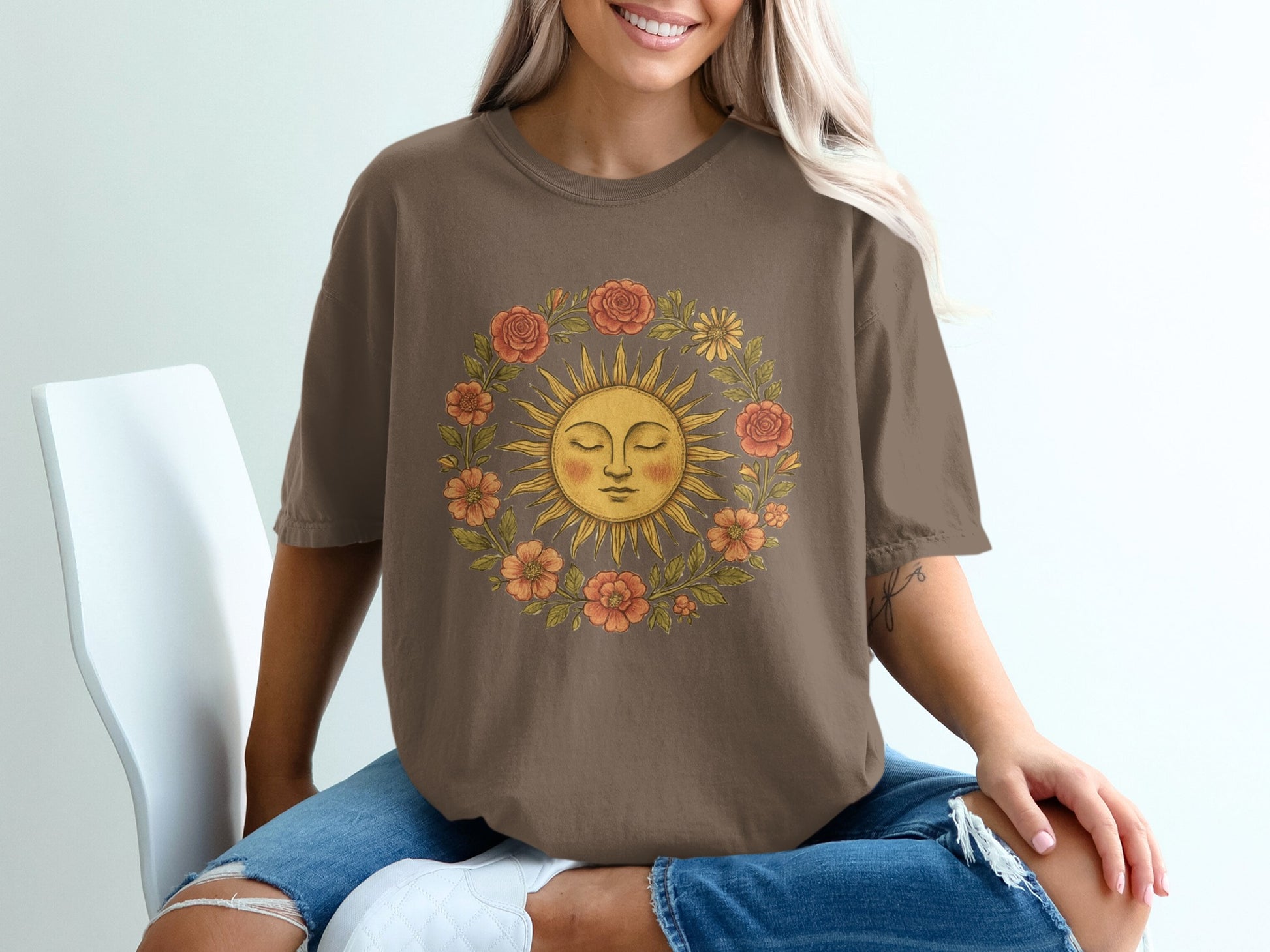 Sun and Floral Graphic Women's Shirt product
