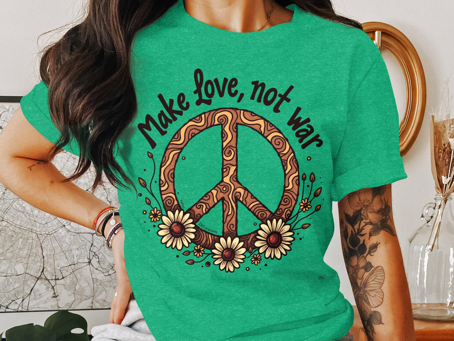 Make Love Not War Peace Sign Graphic Shirt product