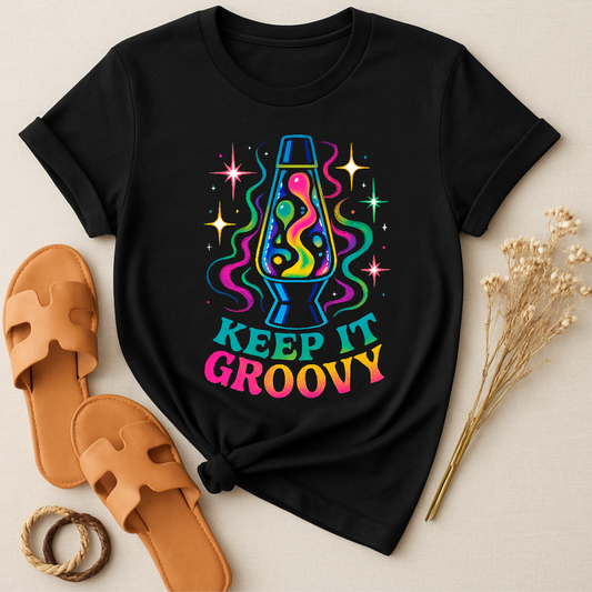 Keep It Groovy Colorful Lava Lamp Graphic Tee product type