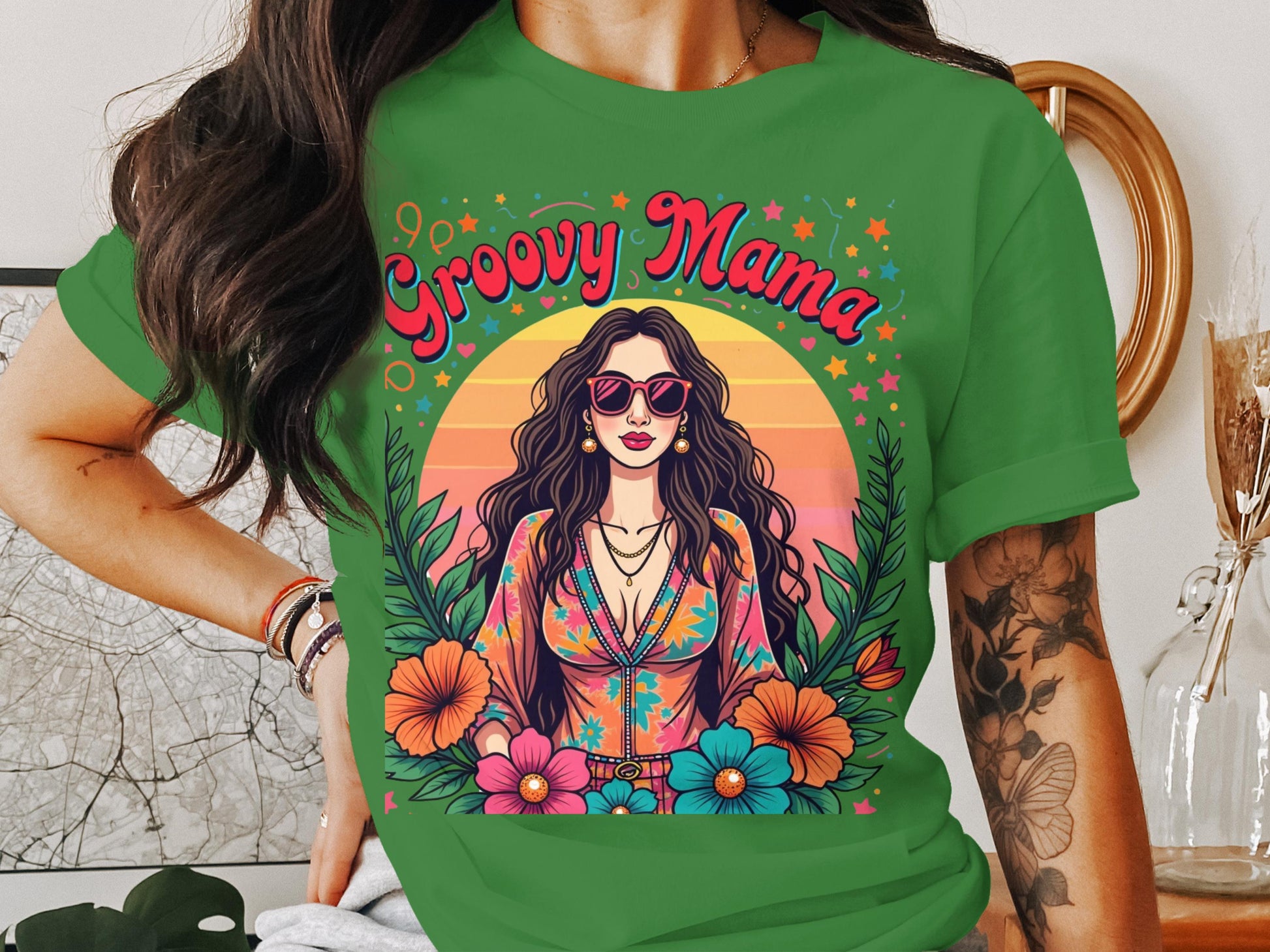 Groovy Mama Graphic Tee With Colorful Retro Design product