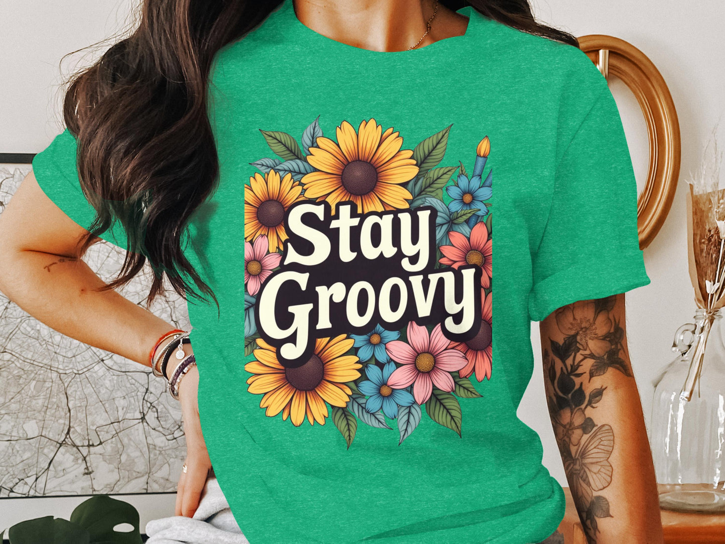 Stay Groovy Sunflower Graphic Tee Shirt product