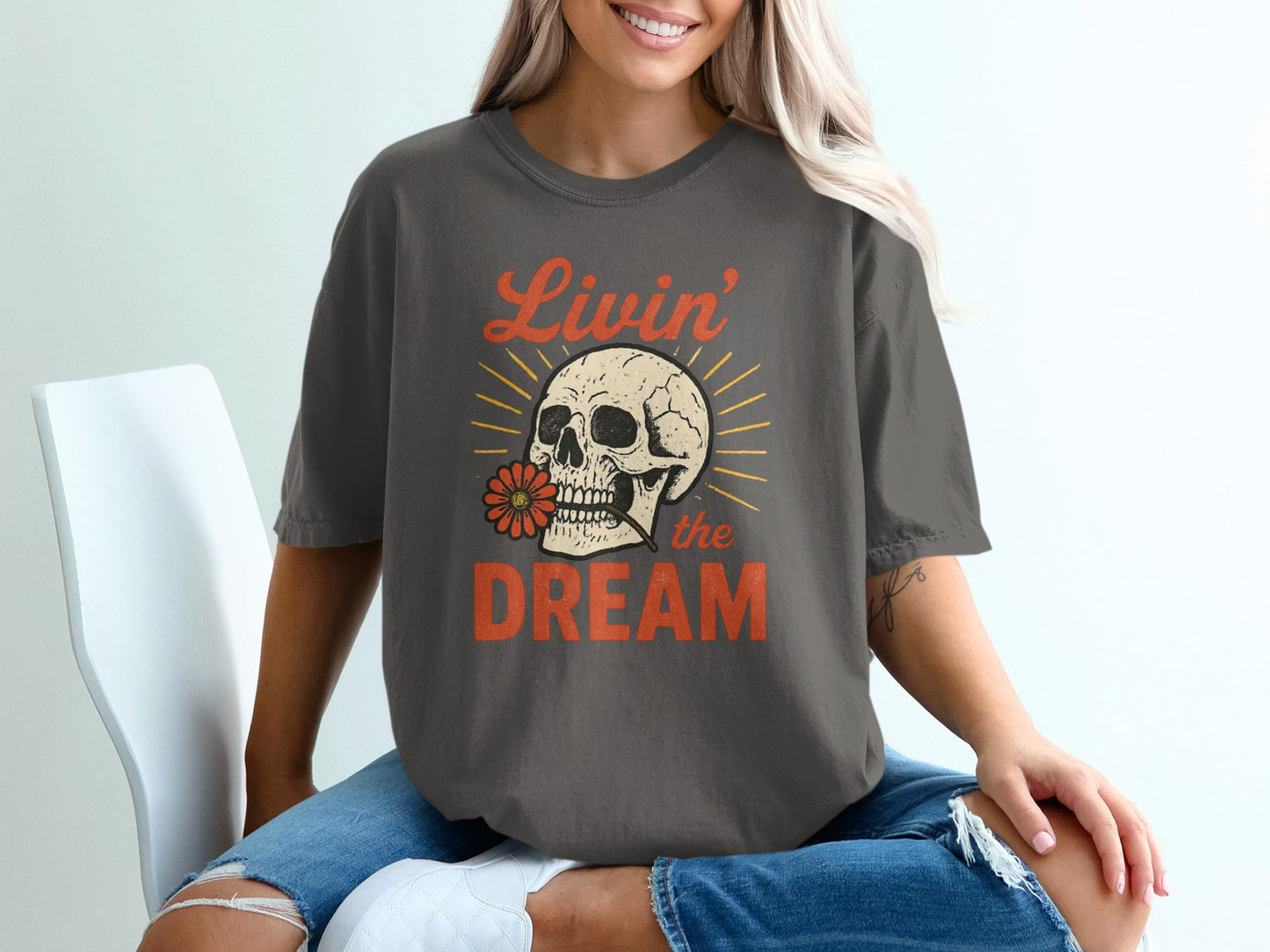 Livin' the Dream Skull Graphic Tshirt product type