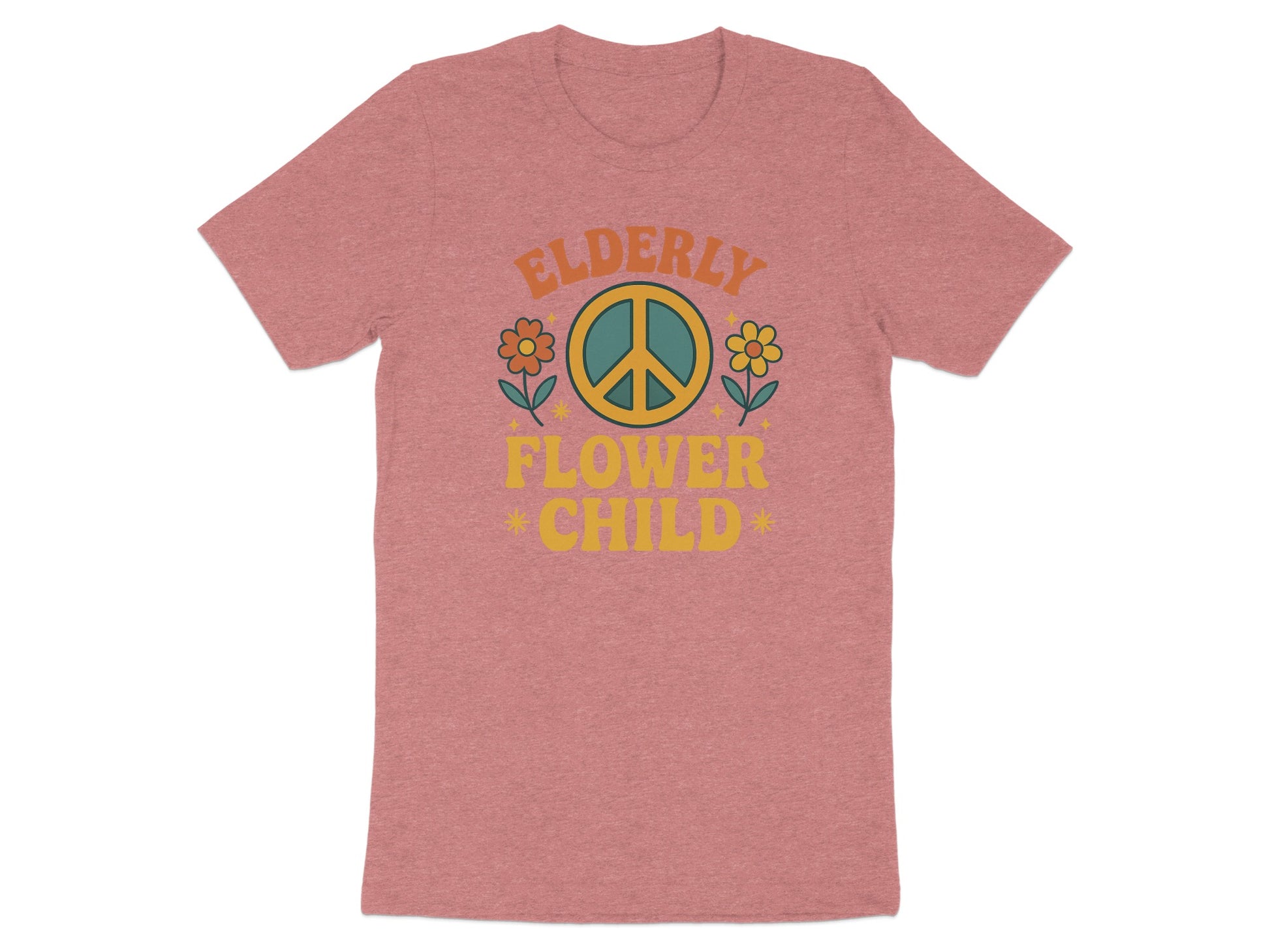 Elderly Flower Child Peace Sign Graphic Shirt product type