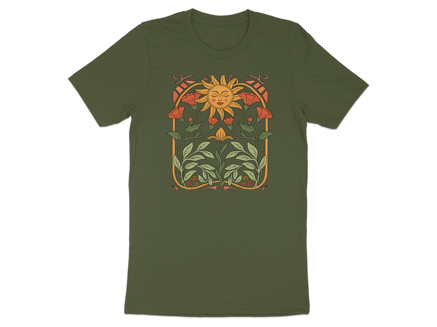 Sun and Floral Artistic Design T-Shirt product type