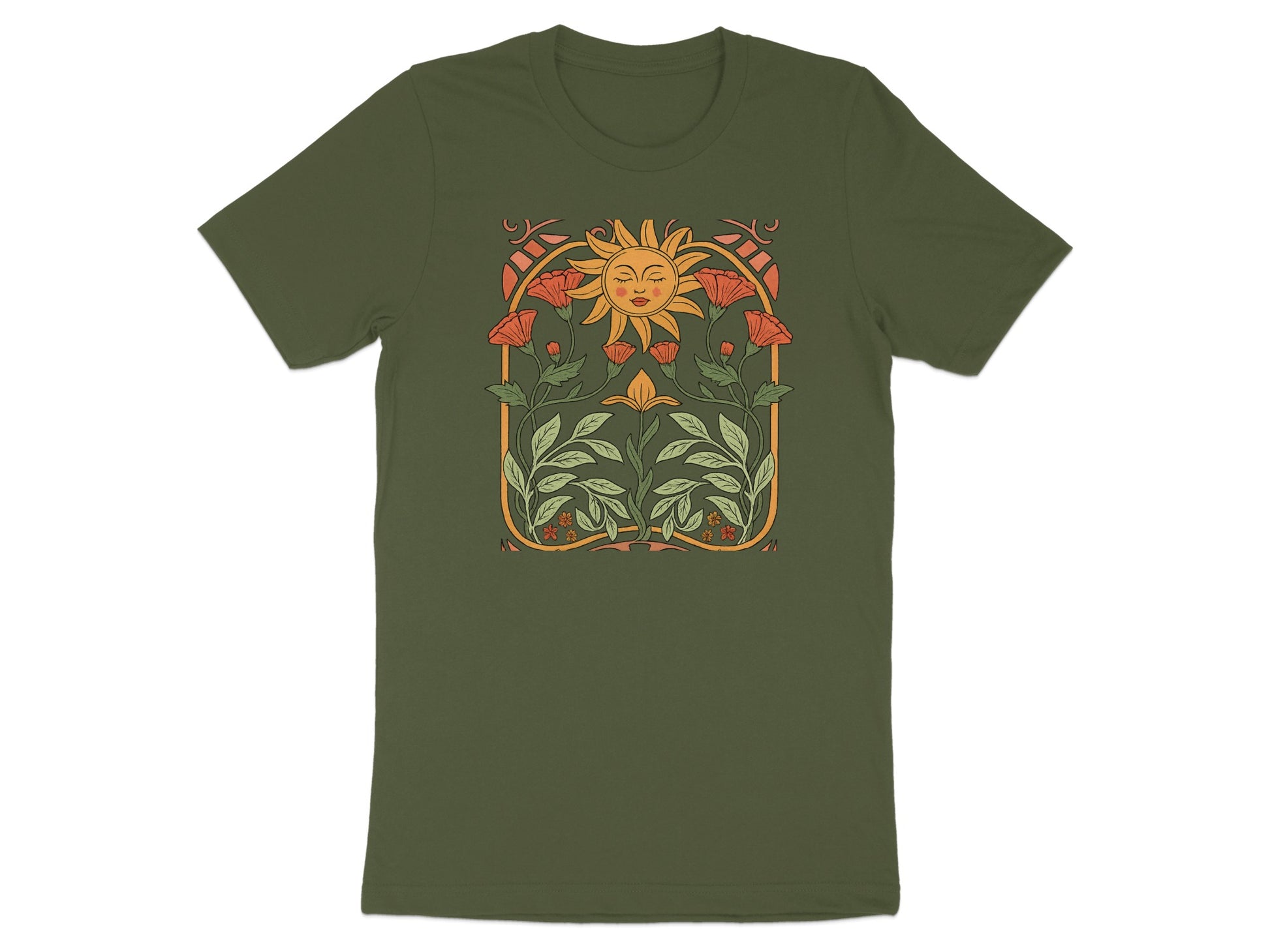 Sun and Floral Artistic Design T-Shirt product type