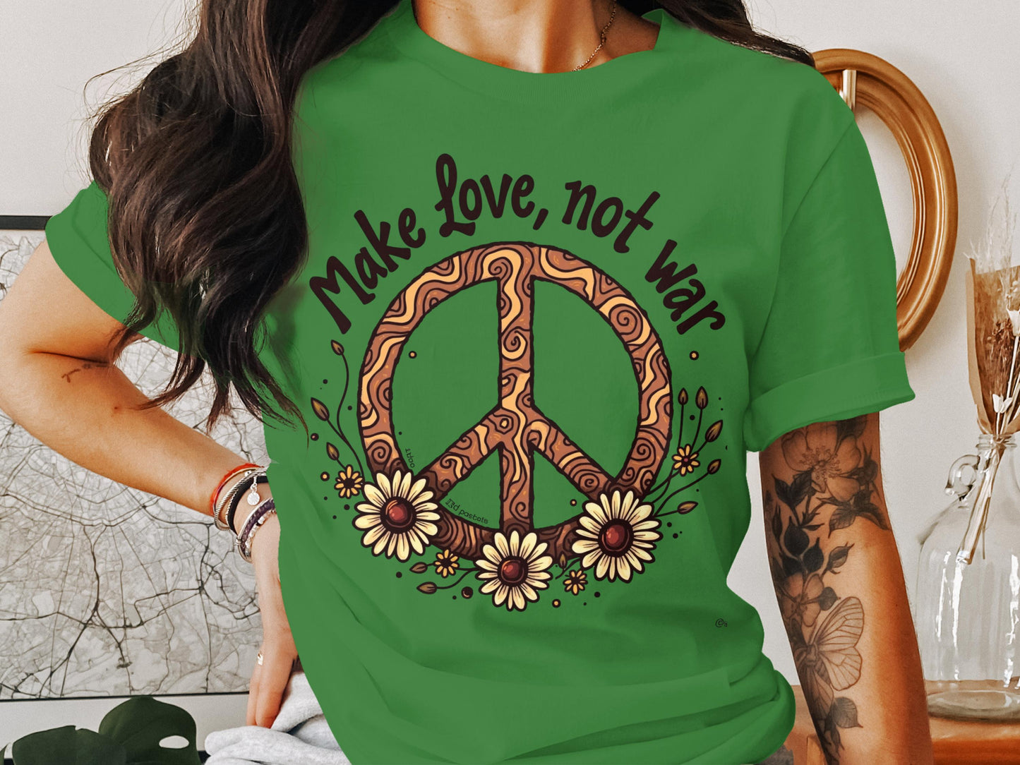Make Love Not War Peace Sign Graphic Tee product