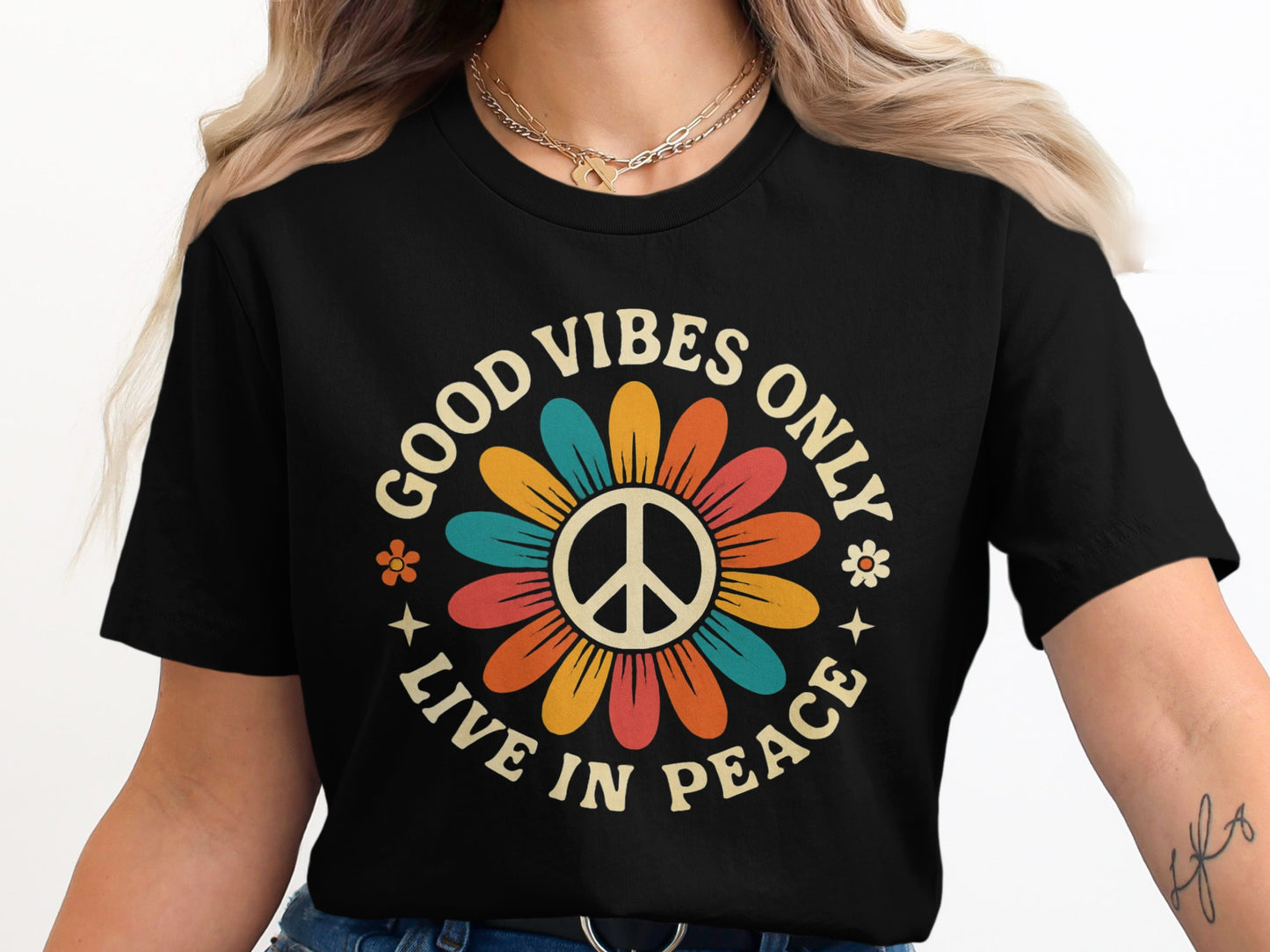 Good Vibes Only Live in Peace Graphic Tee product type
