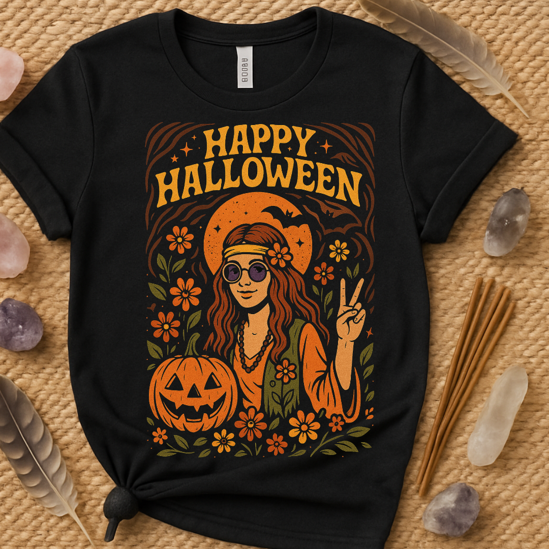 Vintage Halloween Peace Love Pumpkin Design Shirt product type