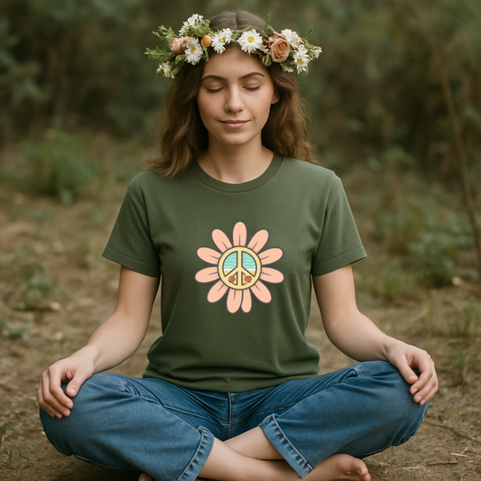 Flower Peace Sign Graphic T-Shirt Relaxed Fit product