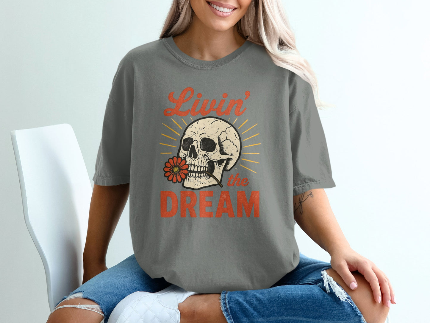 Livin' The Dream Skull Graphic Tee Shirt product