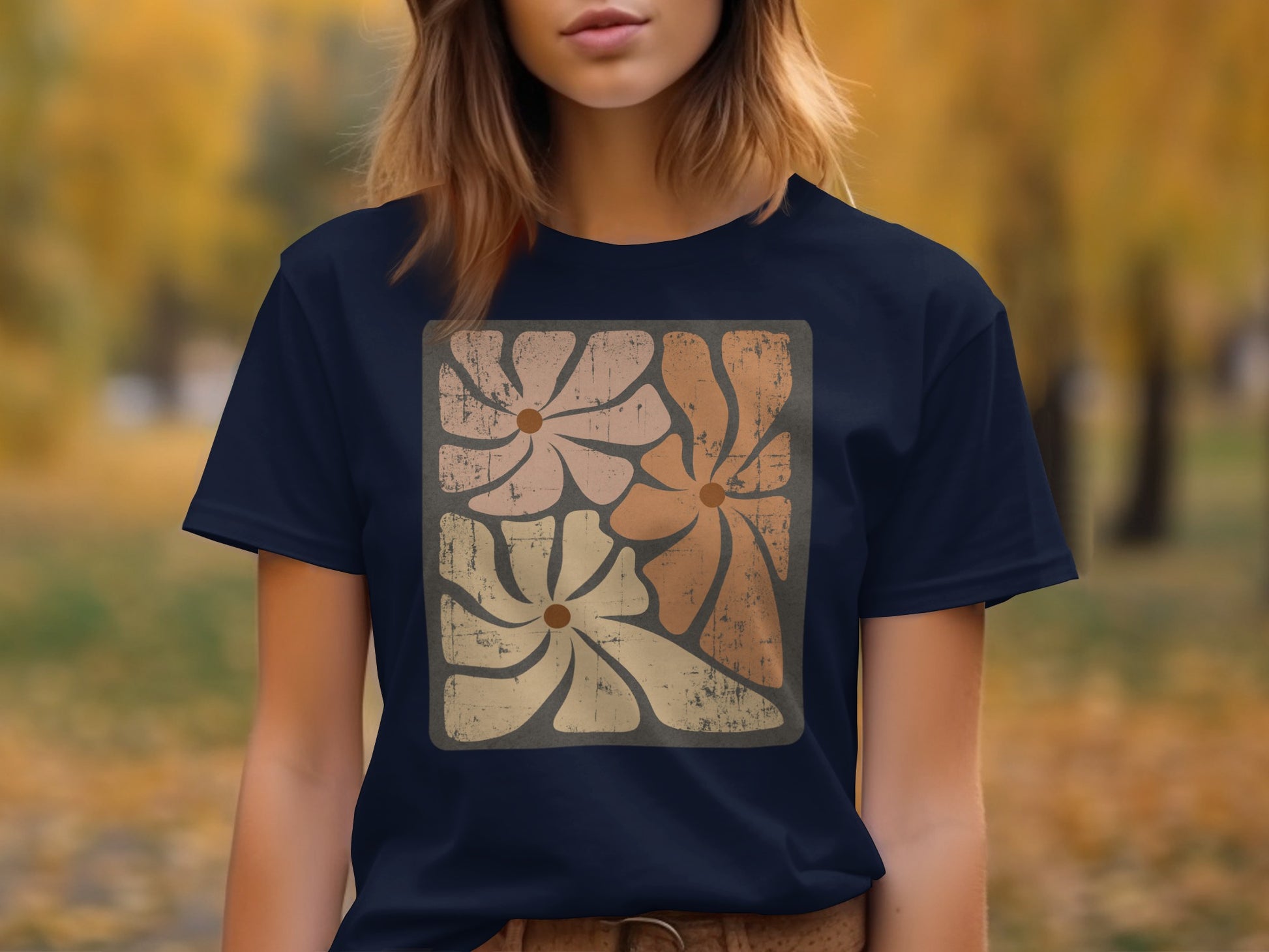 Retro Graphic Floral Design Short Sleeve Product