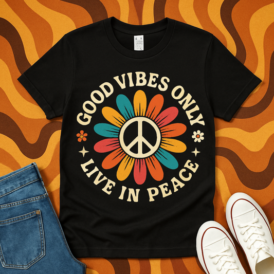 Good Vibes Only Live In Peace Graphic T-shirt product type
