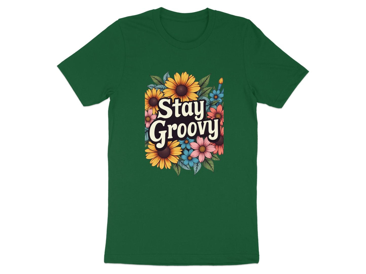 Stay Groovy Floral Design Tee Shirt unique product type