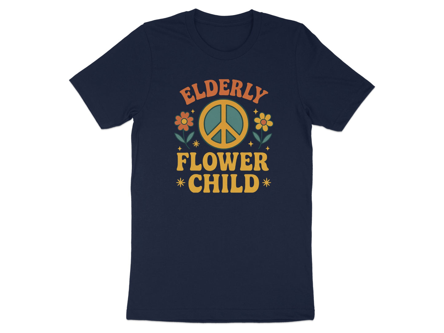 Elderly Flower Child Peace Sign Graphic T-shirt product