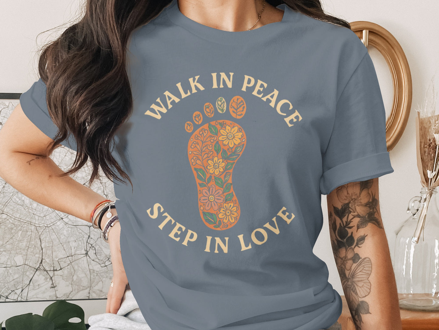 Walk in Peace Step in Love Graphic Tee product