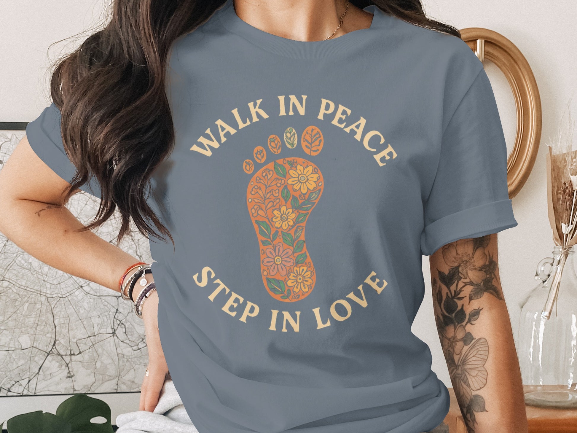 Walk in Peace Step in Love Graphic Tee product