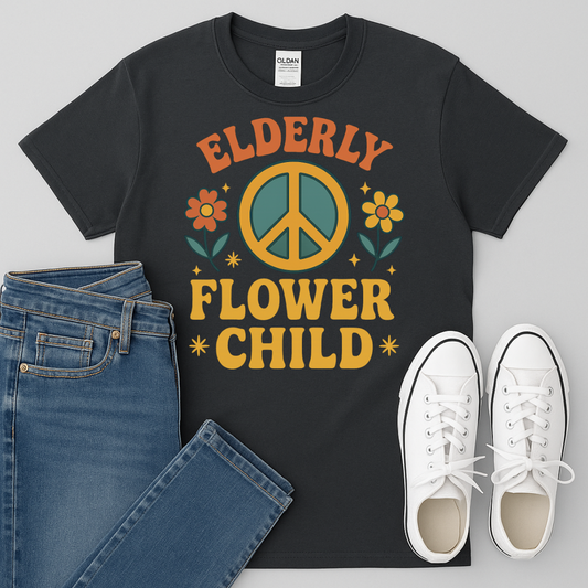 Elderly Flower Child Peace Symbol T-shirt product type