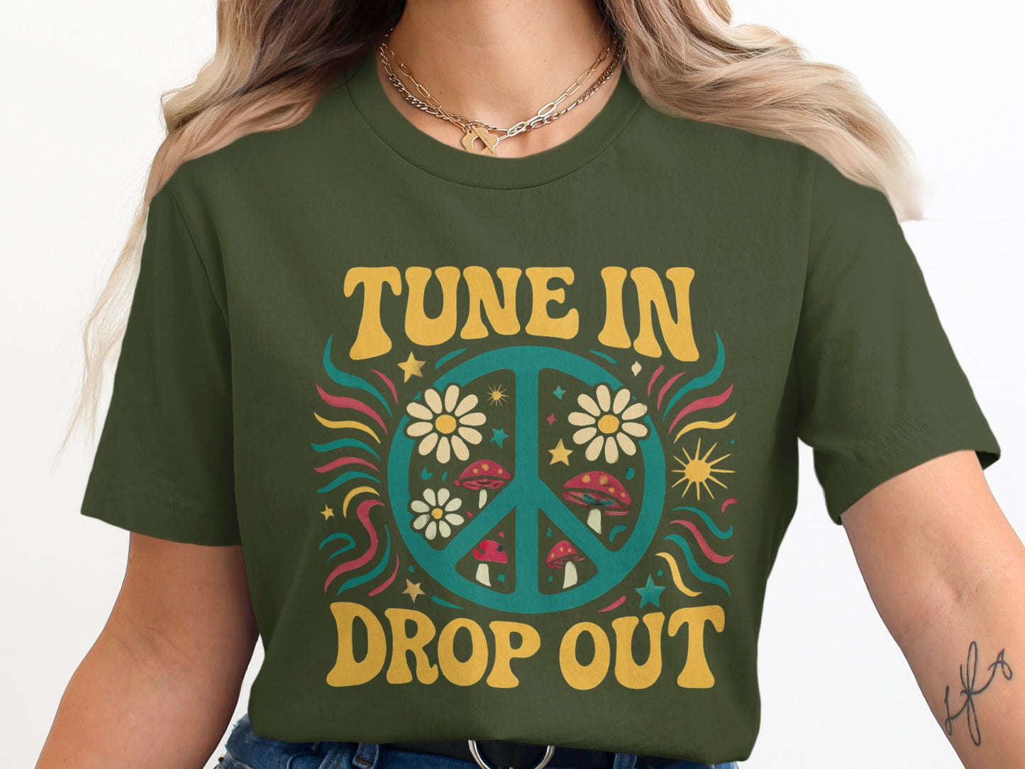 Tune In Drop Out Peace Sign Graphic Tee product type
