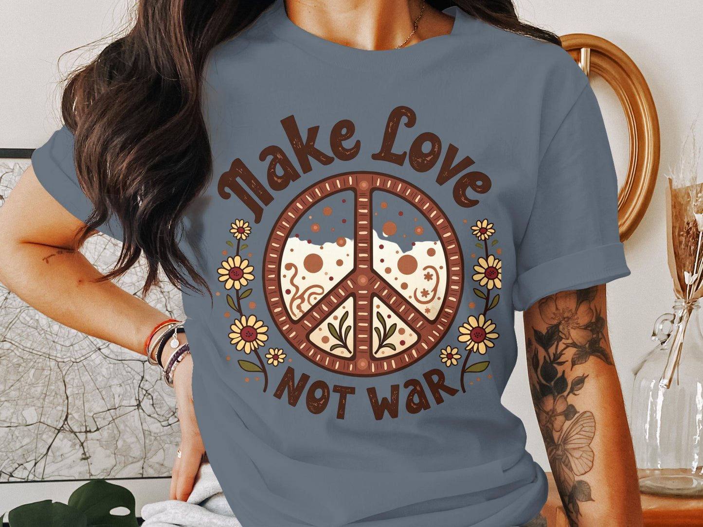 Make Love Not War Peace Sign Graphic T-shirt product