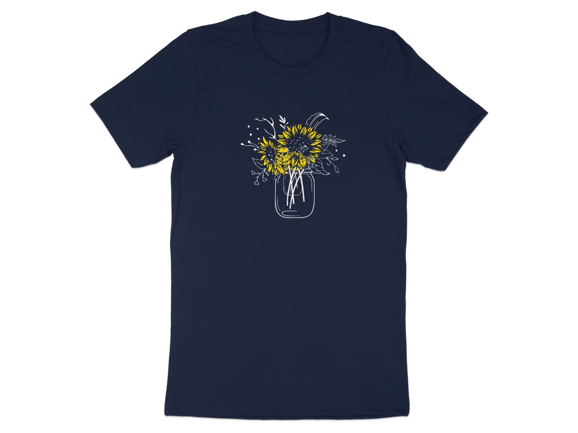 Sunflower Bouquet Design on Navy Blue T-shirt