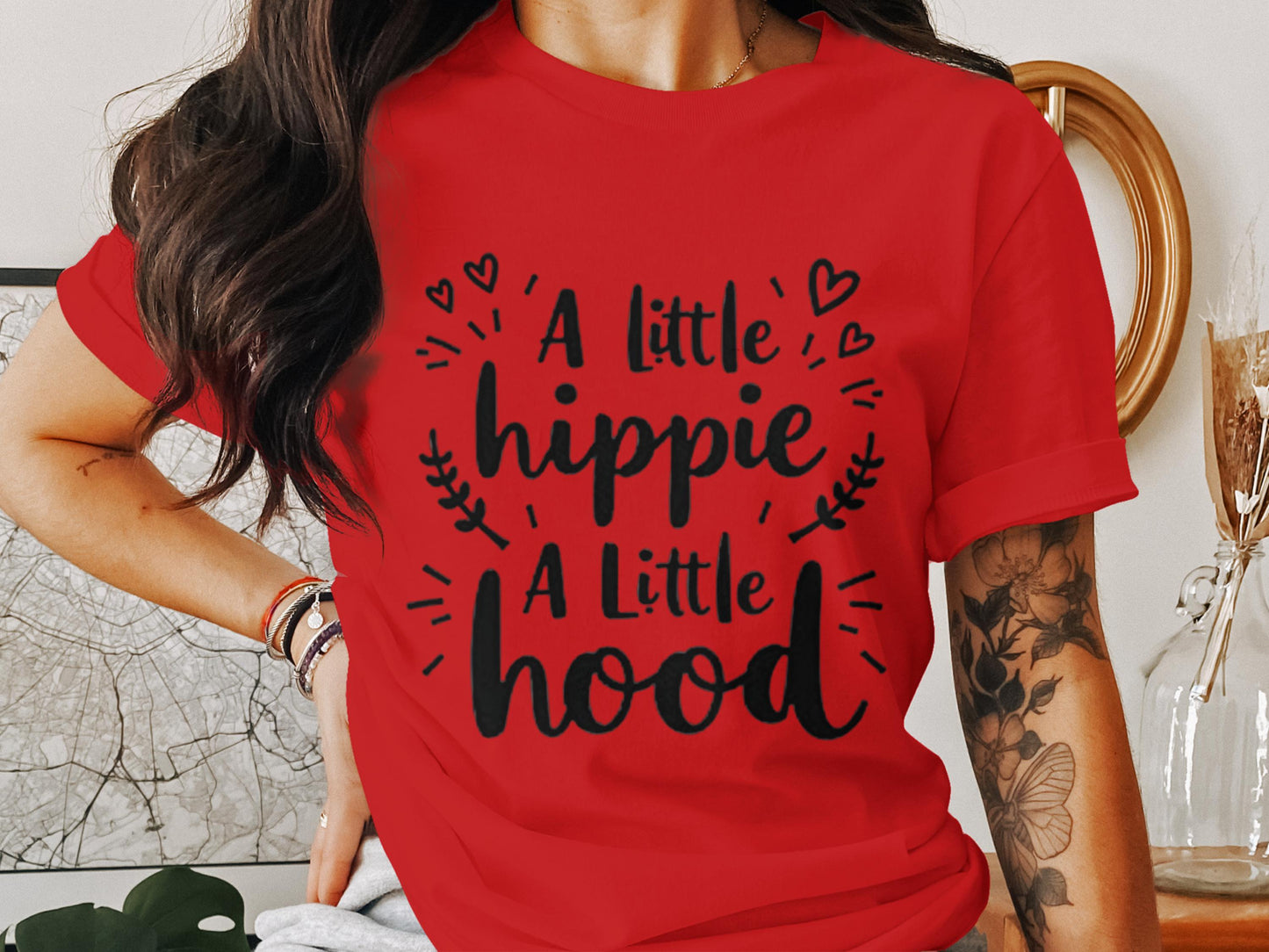 A Little Hippie A Little Hood red t-shirt product type