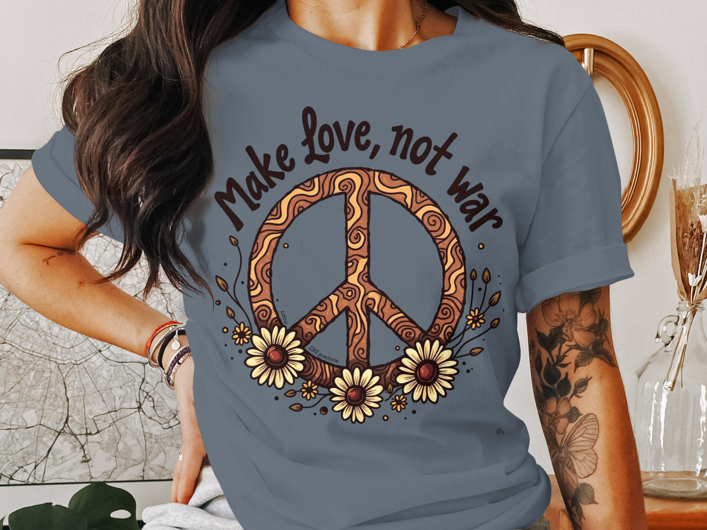 Make Love Not War Peace Sign Graphic Tee product