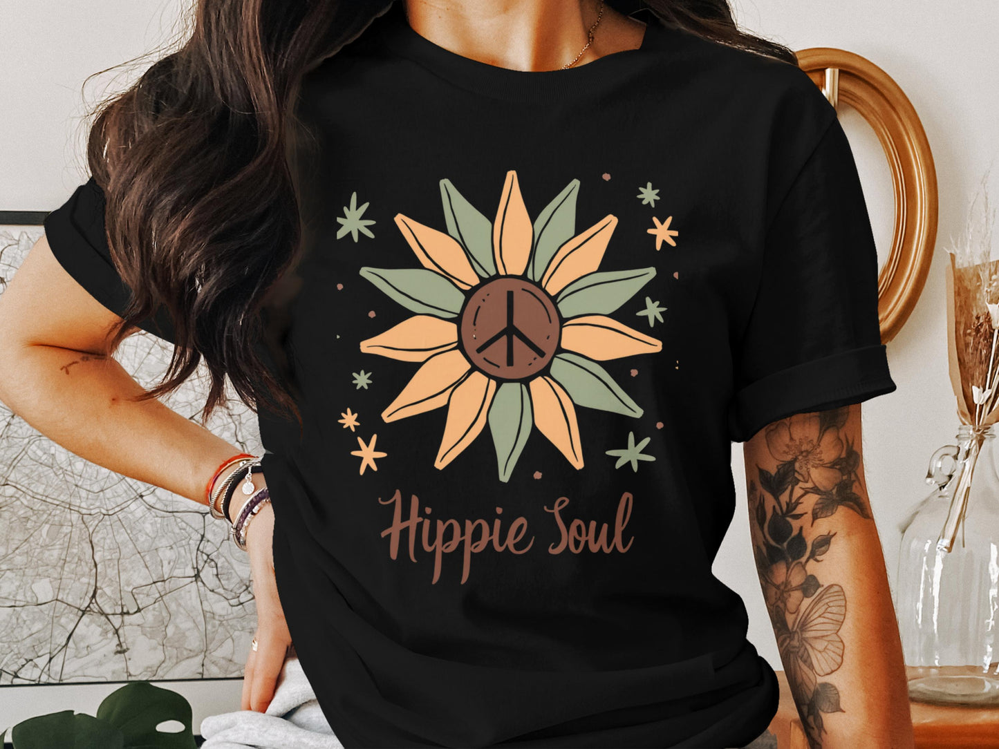 Hippie Soul Sunflower Peace Sign Graphic product type