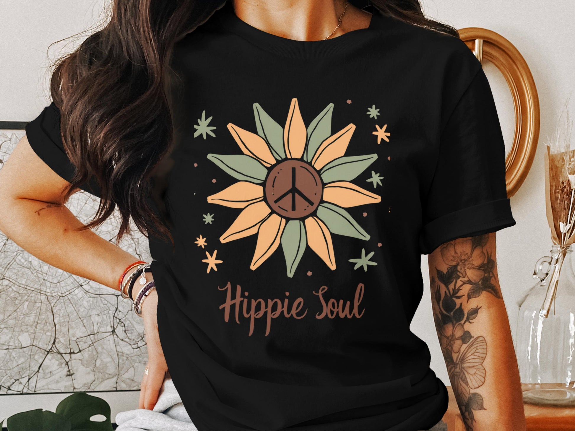 Hippie Soul Sunflower Peace Sign Graphic product type