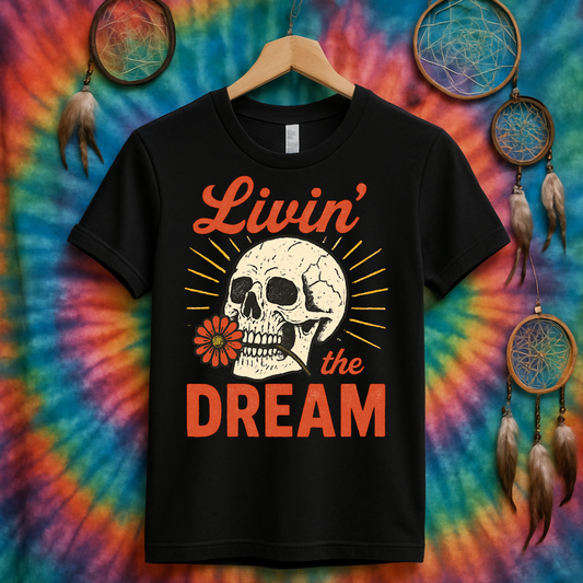 Livin' The Dream Skull Graphic Tee Shirt product