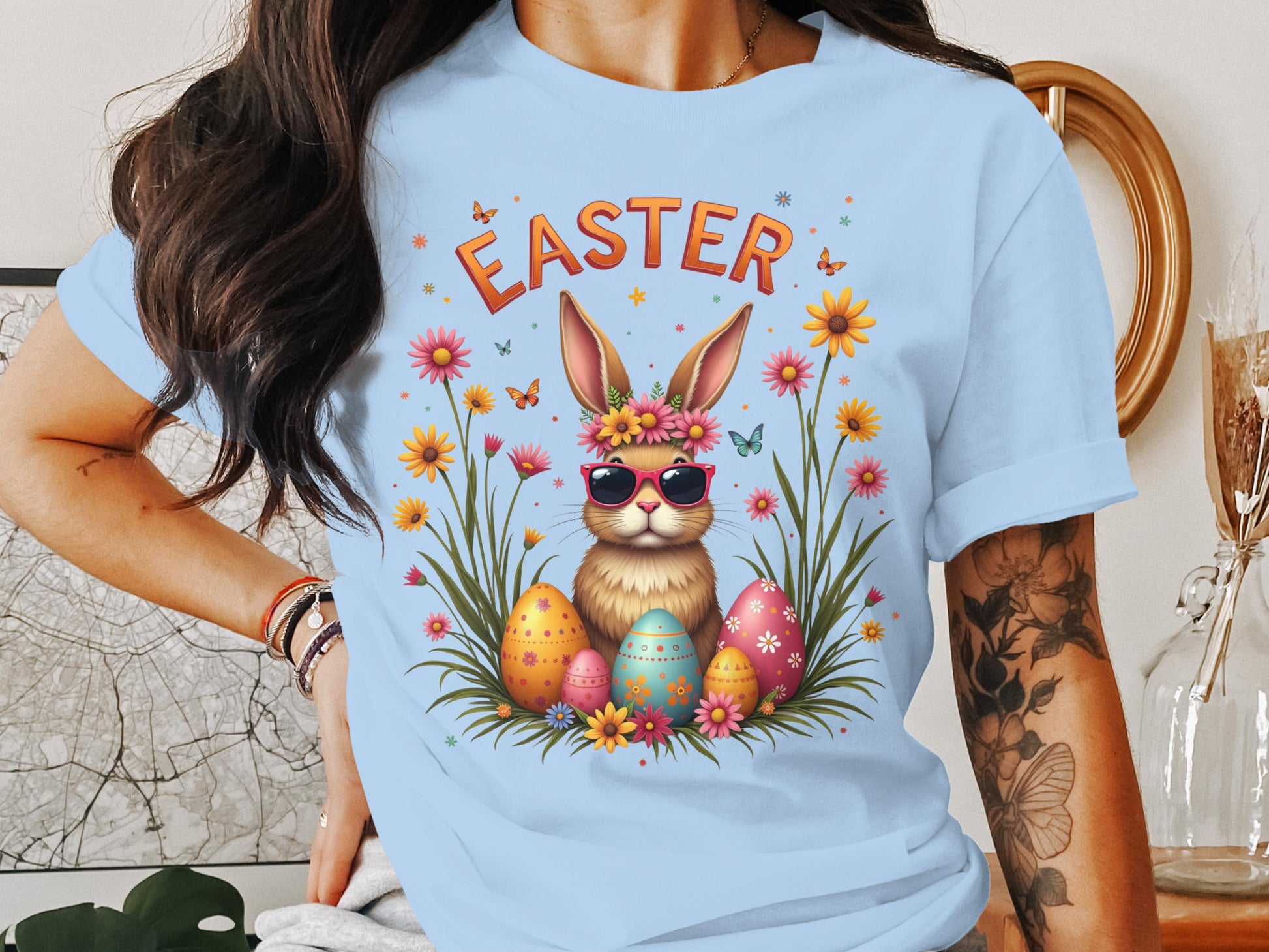 Easter Bunny Wearing Sunglasses with Eggs product type
