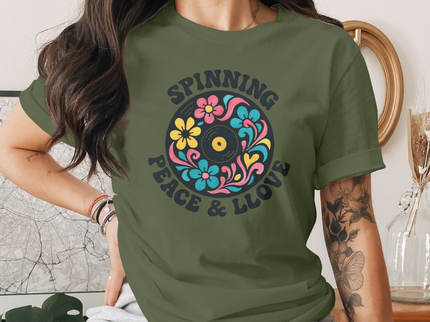 Spinning Peace and Love Graphic Tee Casual product