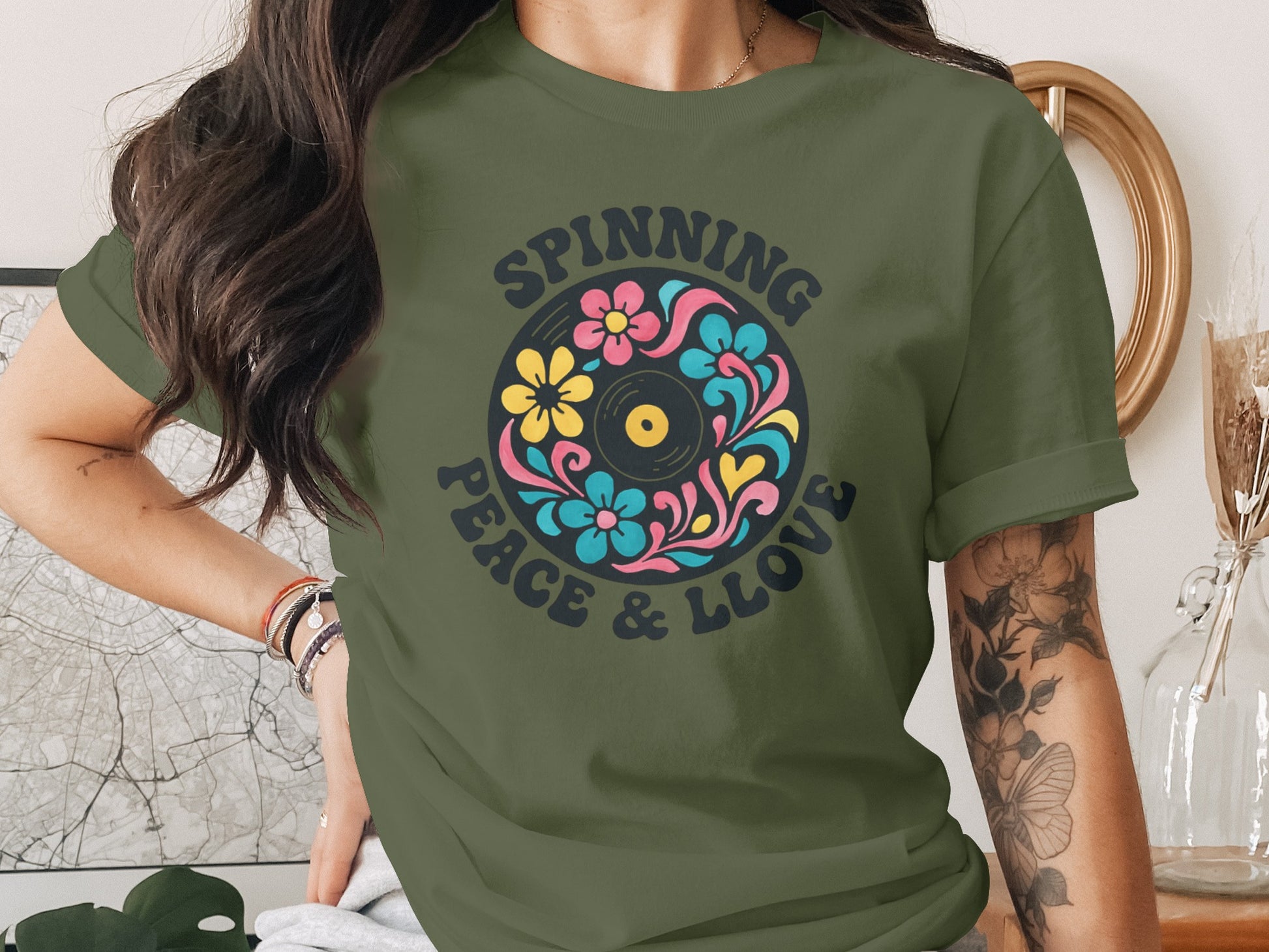 Spinning Peace and Love Graphic Tee Casual product