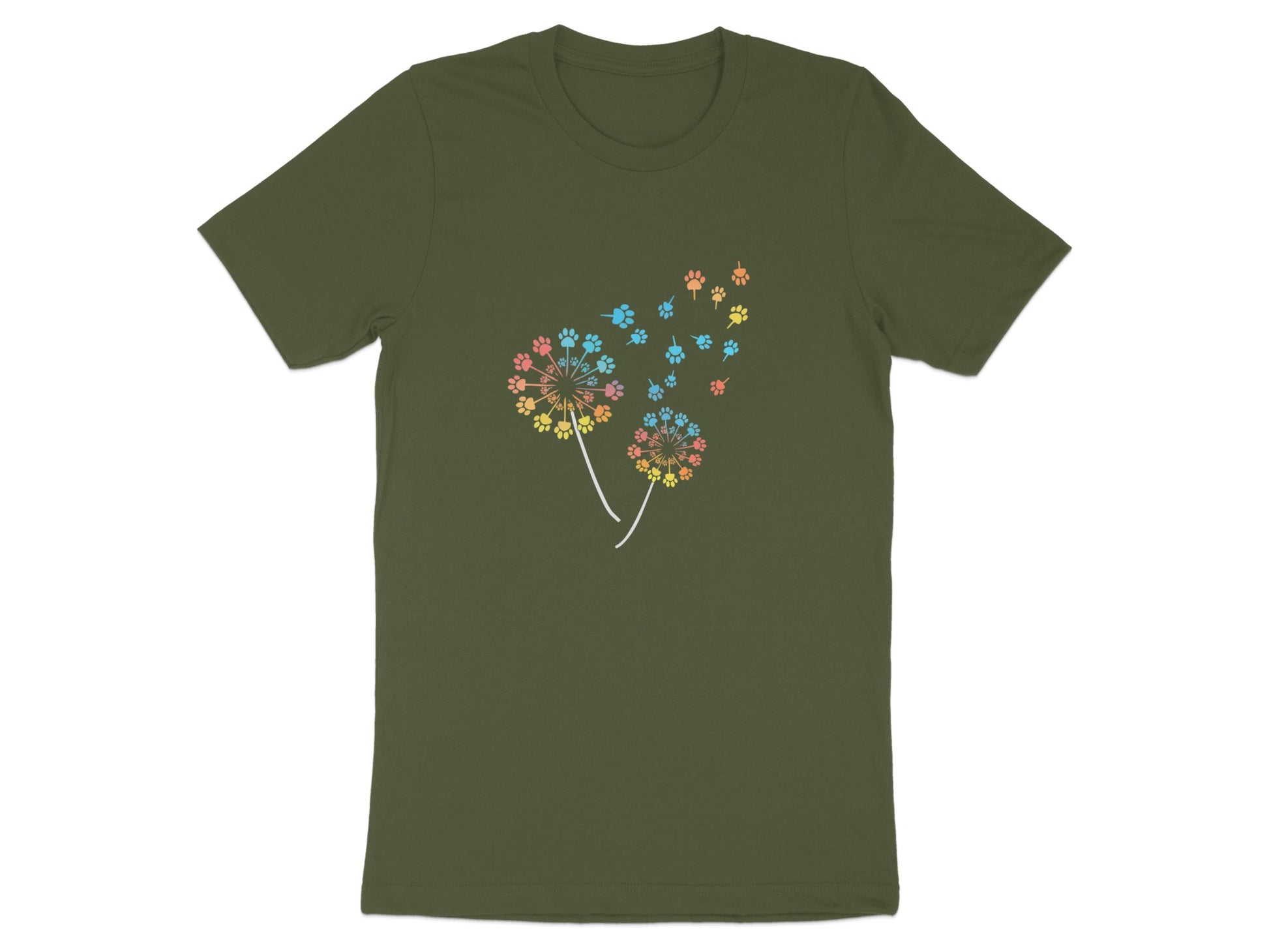 Colorful Abstract Design on Olive Green T-Shirt product type