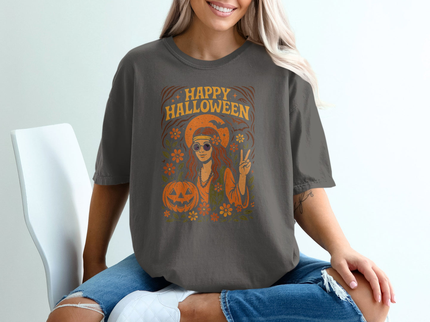 Happy Halloween Peace Sign Graphic Tee product
