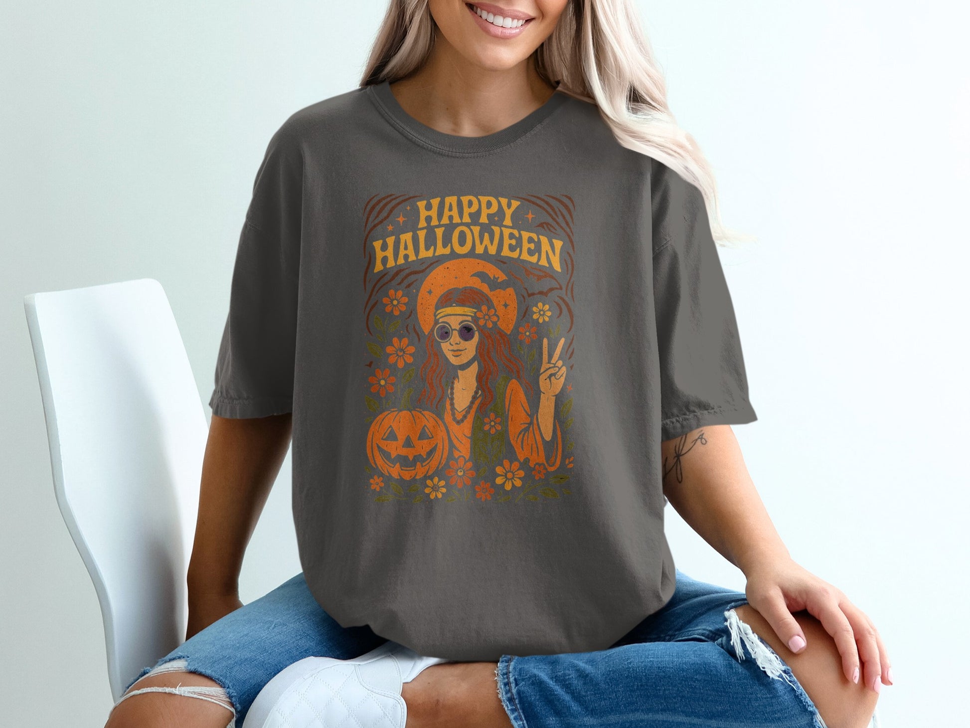 Happy Halloween Peace Sign Graphic Tee product