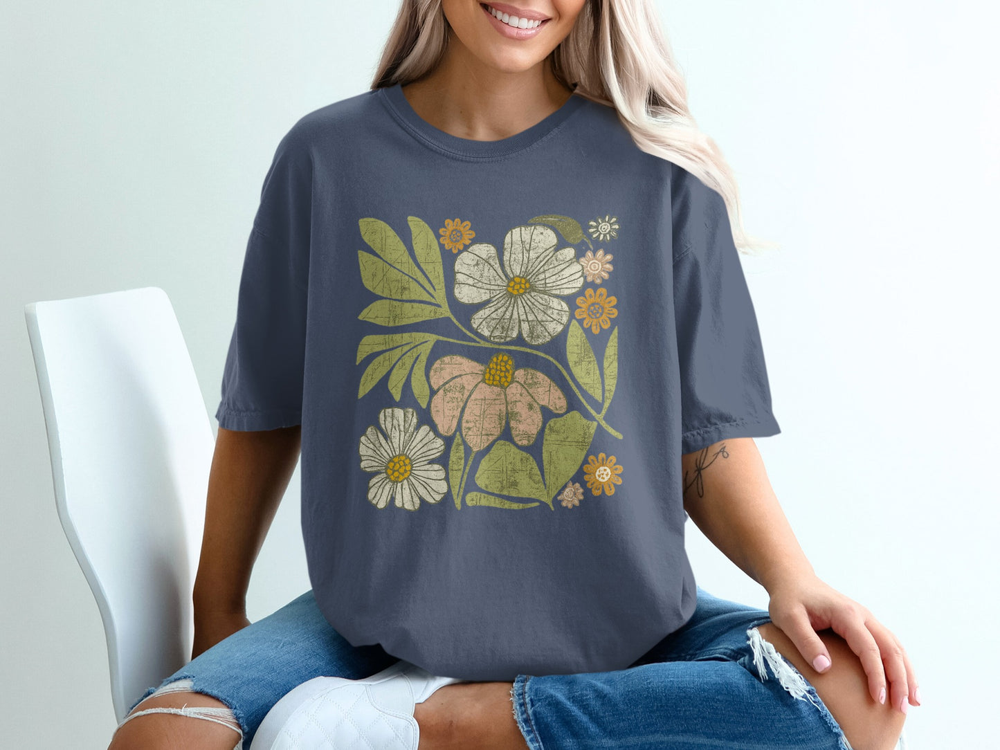 Floral Graphic Tee with Charcoal Gray Color Shirt product