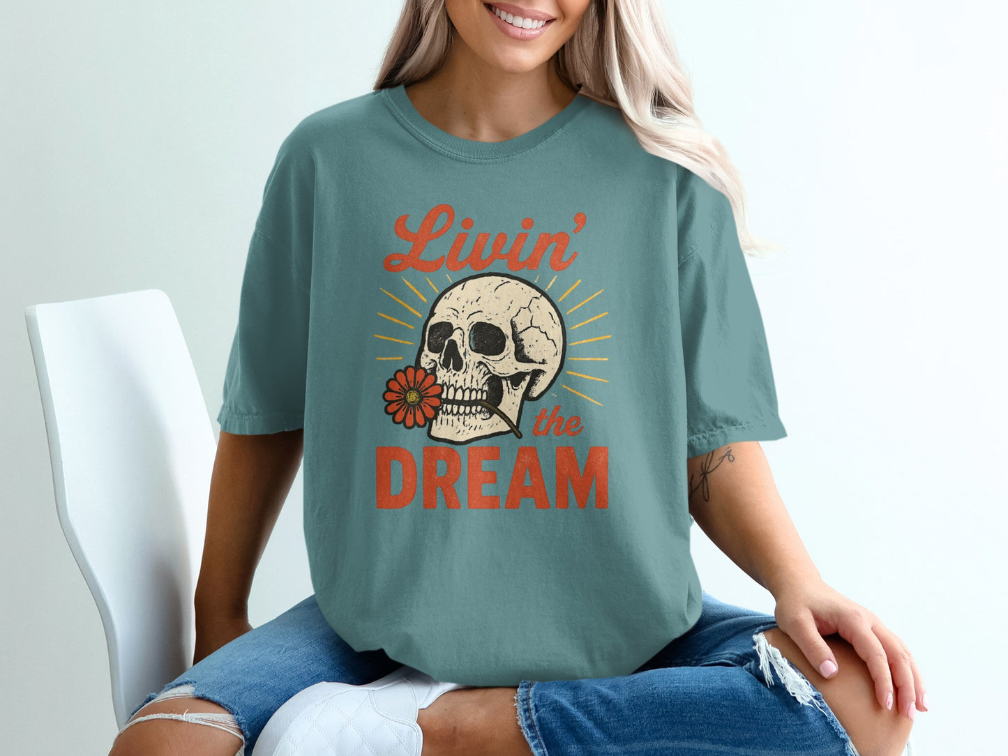 Living the Dream Skull Graphic T-Shirt Product