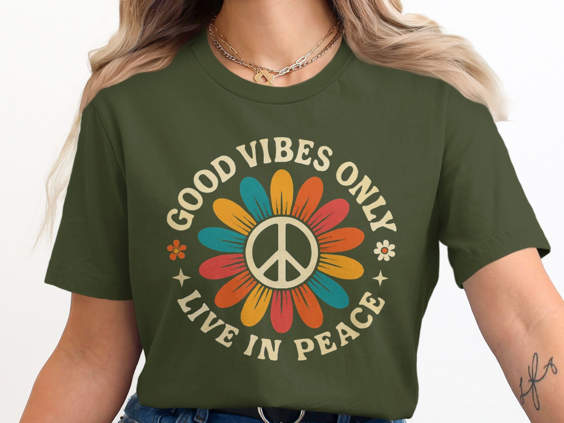 Good Vibes Only Live In Peace Graphic T-Shirt product type