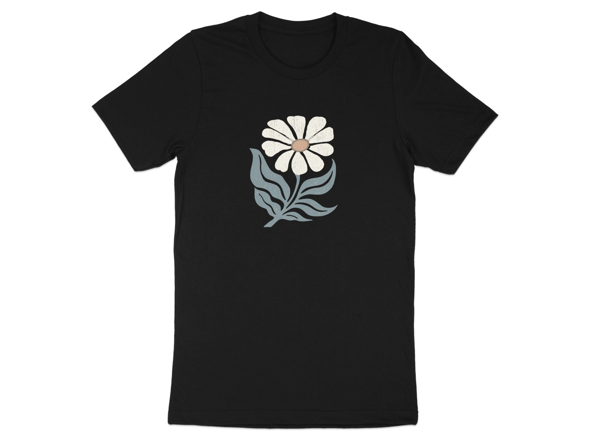 Floral Graphic Tee with White Flower Design product type