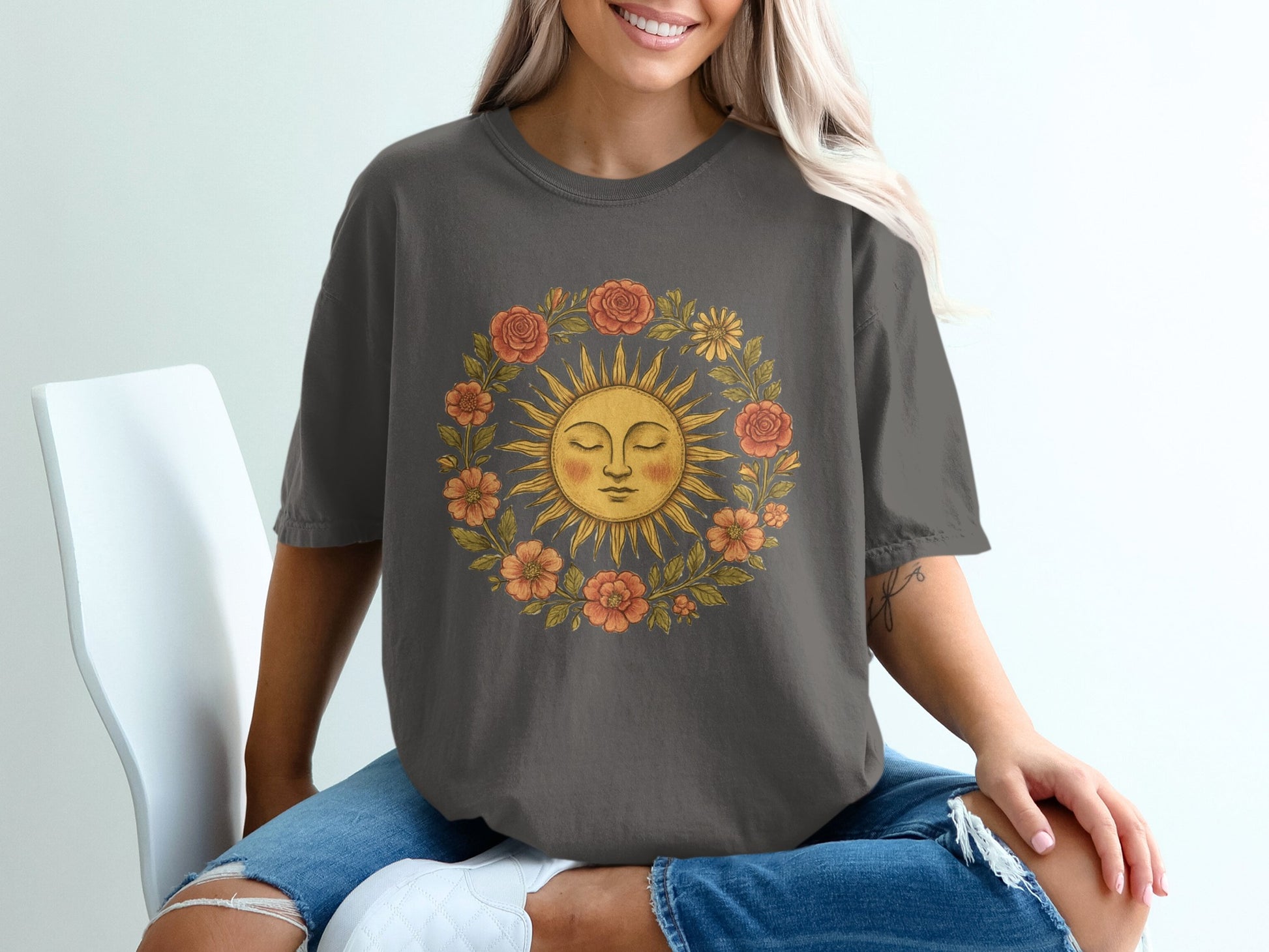 Vintage Sun and Floral Graphic Tee product