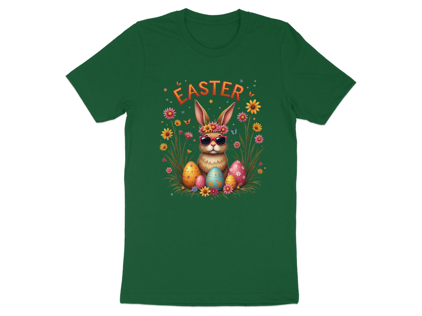 Colorful Easter Bunny with Eggs Graphic T-Shirt product type