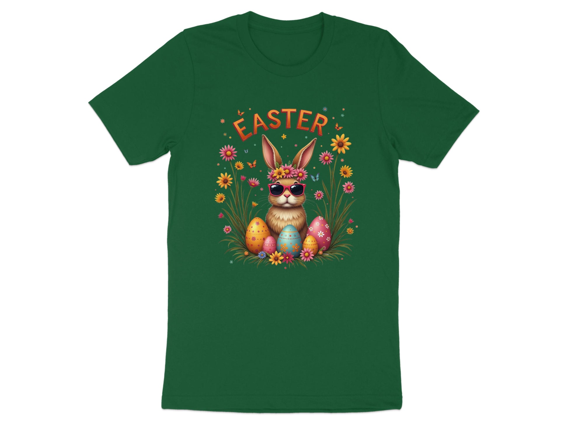 Colorful Easter Bunny with Eggs Graphic T-Shirt product type