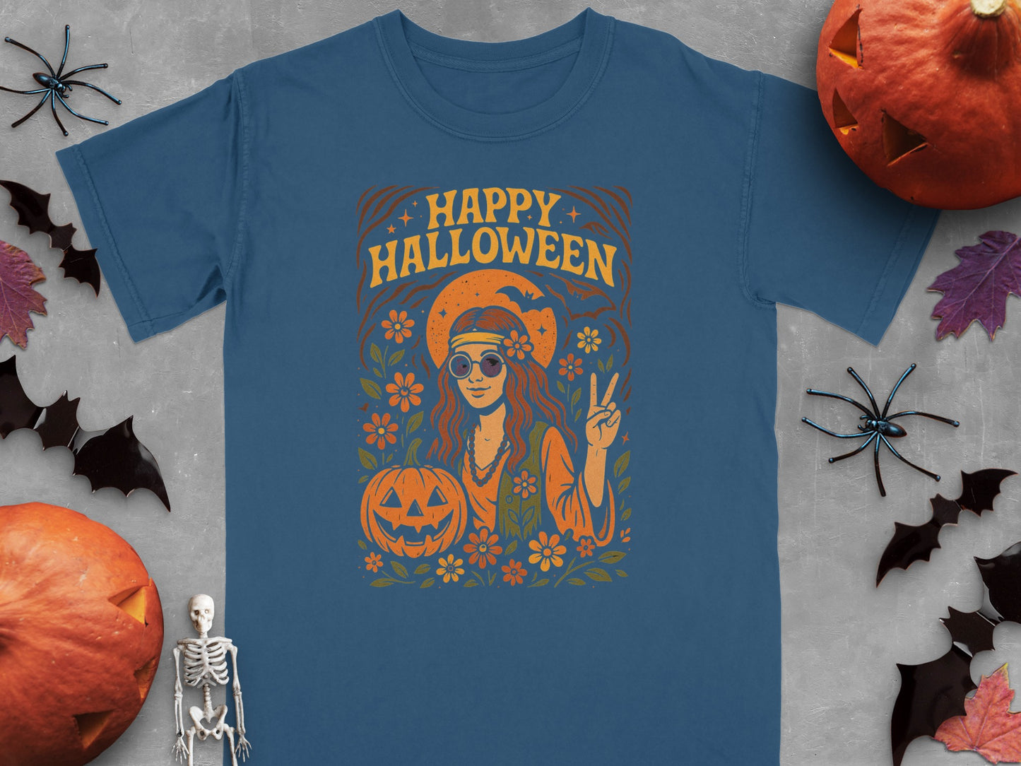 Happy Halloween Peace Sign Pumpkin Graphic Shirt product type