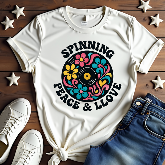 Spinning Peace and Love Graphic T-Shirt product type